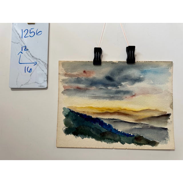 Henry Emil Salloch Original Watercolor on Paper Panoramic Sunset. For Sale In Atlanta - Image 6 of 6
