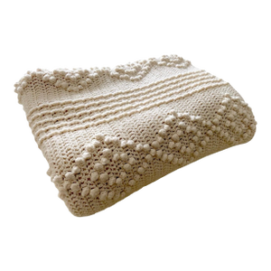 Vintage Mid Century Modern Dimond Bobble Stitch Handmade Plush Throw Blanket