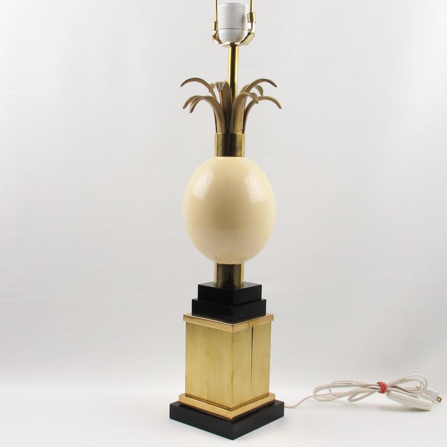 Cream Maison Charles Et Fils Paris Ostrich Eggshell Table Lamp For Sale - Image 8 of 9