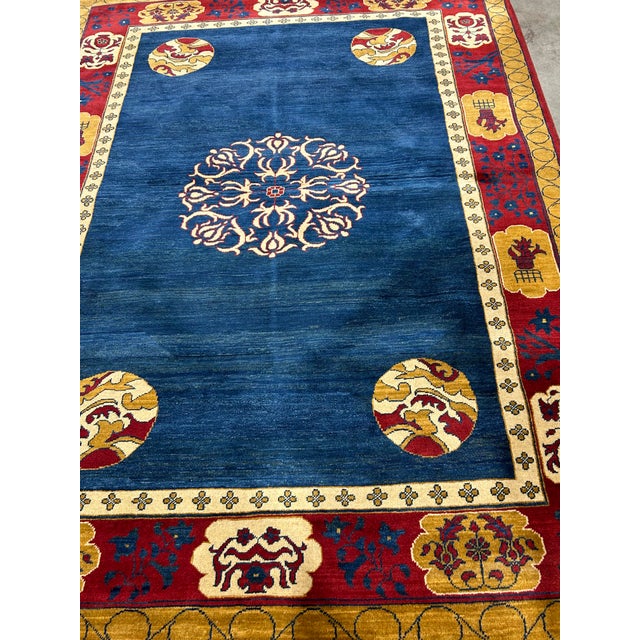 1990s 1990s Asian Inspired Design, Deep Indigo, Yellow, Asian Deco, For Sale - Image 5 of 12