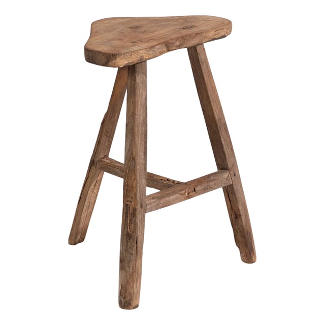 Antique Asian Stool in Elm, 1900s For Sale