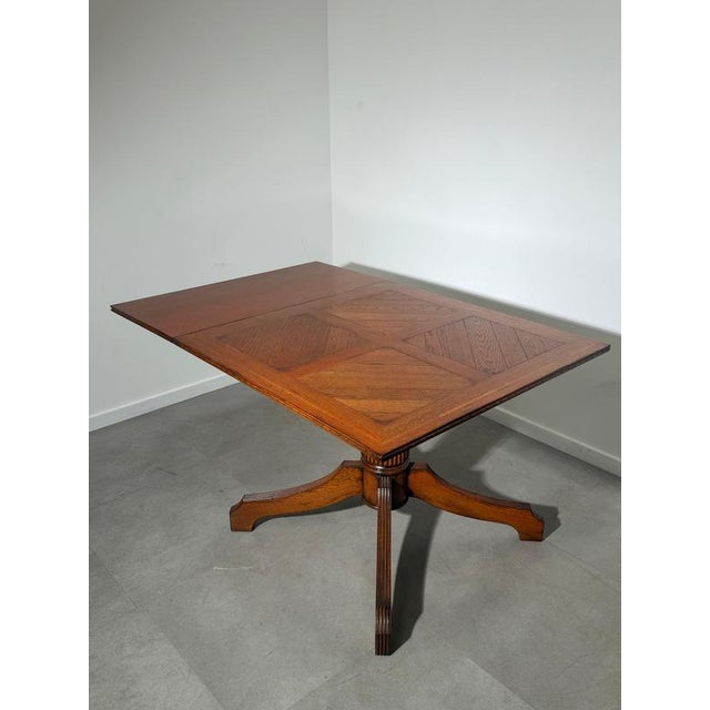 Antique Oak Dining Table with Extendable Leaf For Sale - Image 6 of 7