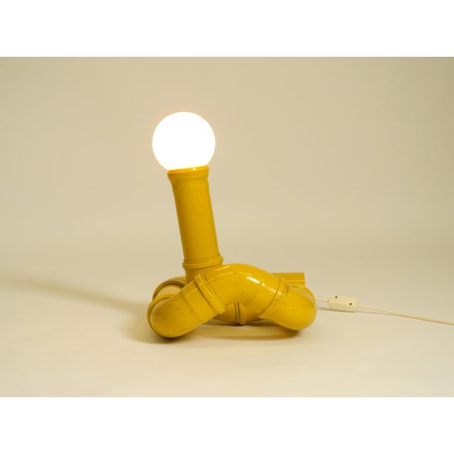 Plastic Pop Art Yellow Table Lamp with Plastic Tubing by Wavin, 1970s For Sale - Image 7 of 18