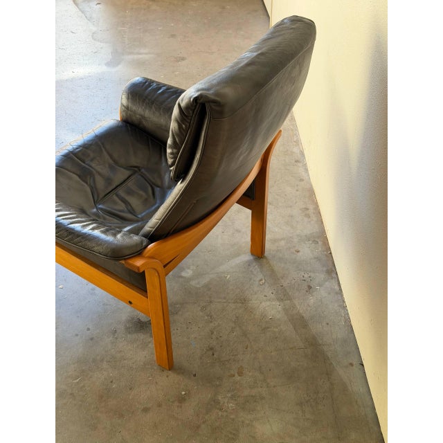 1960s Swedish Adjustable Black Leather Lounge Armchair by Göte Möbler - Mid-Century Modern Recliner For Sale - Image 11 of 11