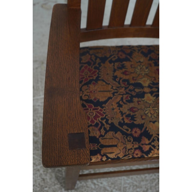 Wood Pair of Stickley Mission Oak Arm Chairs For Sale - Image 7 of 18