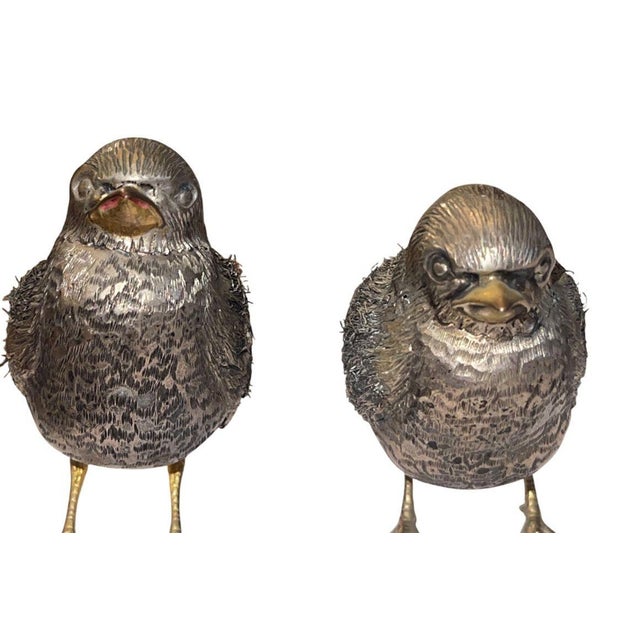 Metal Mid 20th Century Pair of Buccellati Sterling Silver Sparrow Figures For Sale - Image 7 of 8