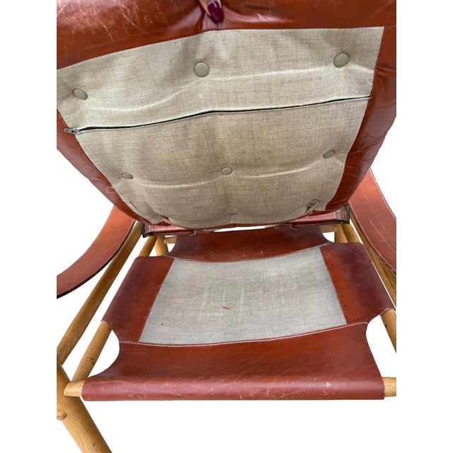 Vintage Sirocco Safari Chair in Patinated Cognac Leather and Oak by Arne Norell, Sweden, 1970s For Sale - Image 12 of 13