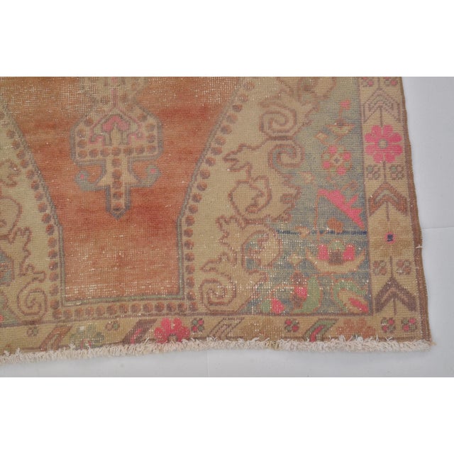 Apricot Vintage Handknotted Oushak Rug For Sale - Image 8 of 10