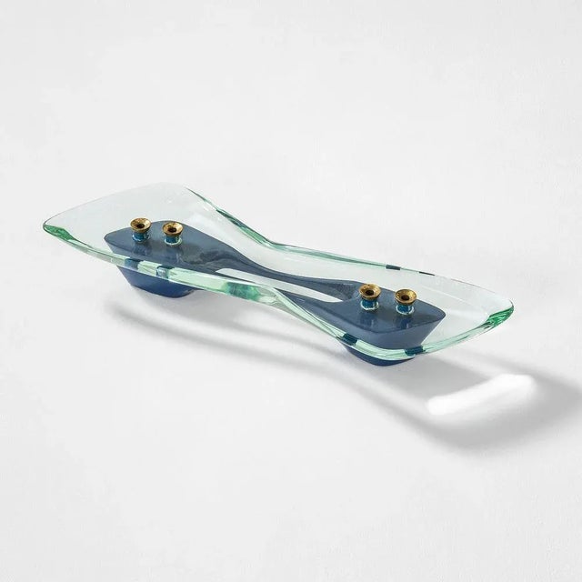 Metal Crystal and Brass Candleholder attributed to Max Ingrand for Fontana Arte, 1950s For Sale - Image 7 of 7