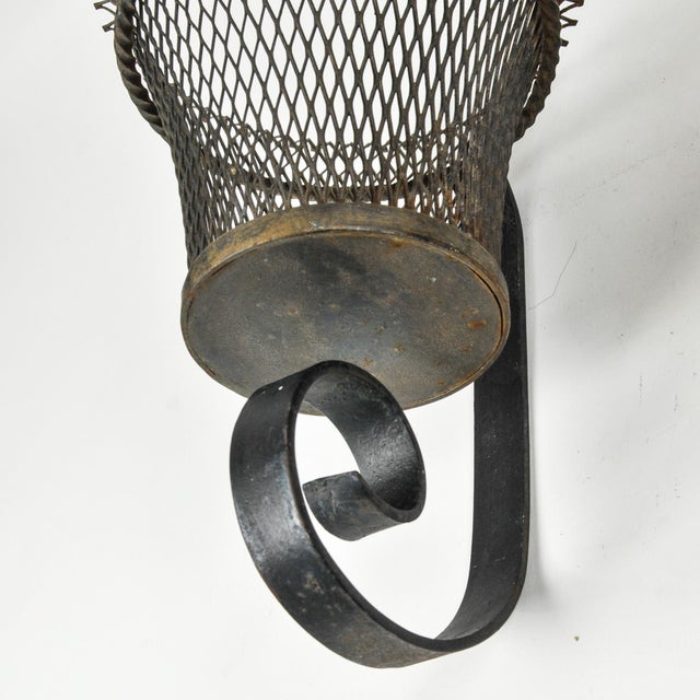 French Antique French Wire Basket Wall Mount Cachepot Pair For Sale - Image 3 of 14