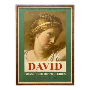 Jacques Louis David Vintage 1948 Neoclassical Mourlot Fine Art Lithograph Print Framed Art Deco Paris Exhibition Poster " Les Sabines " 1799