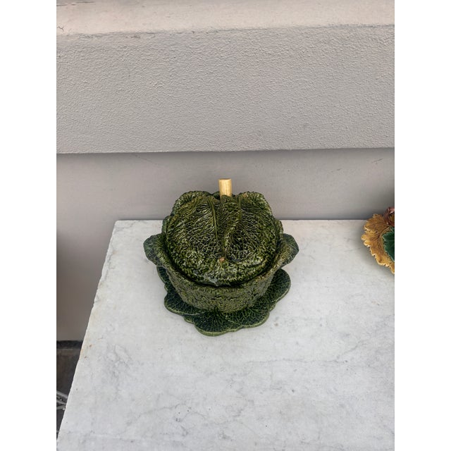 Portuguese Majolica Cabbage Tureen Sousa Barcelos Circa 1930 For Sale - Image 4 of 7