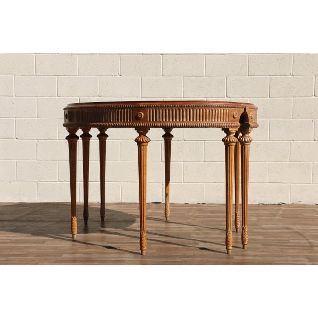 Antique 1920s Neoclassical Carved Fruitwood Demi-Lune Console Tables - Pair For Sale - Image 13 of 18