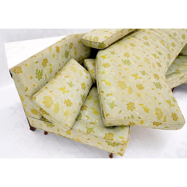 Wrap Around Mid-Century Modern Sofa W Pair Matching Marble Top Tables Mint! For Sale - Image 12 of 18