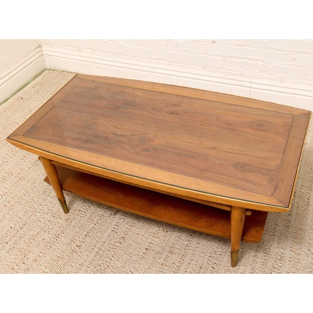 Mid-Century Modern Vintage Lane Furniture “Copenhagen” Coffee Table With Glass Top For Sale - Image 3 of 12