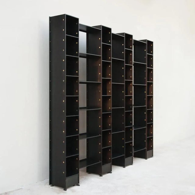 Poggi LB72 Bookcase with Brass Details by Marco Zanuso for Poggi, 1982 For Sale - Image 4 of 9