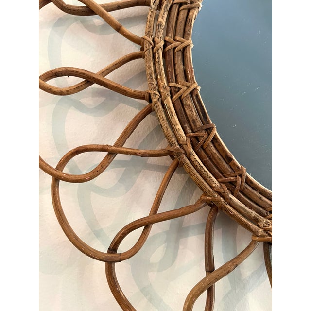 Vintage Rattan Sunburst Mirror | 21” Boho Coastal Wall Mirror For Sale In New York - Image 6 of 11