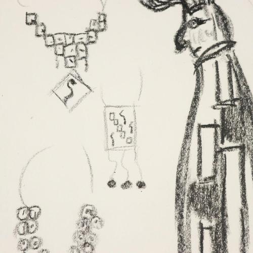 Remo Brindisi, Sketch for Aida, 1974, Charcoal Drawing For Sale - Image 5 of 10