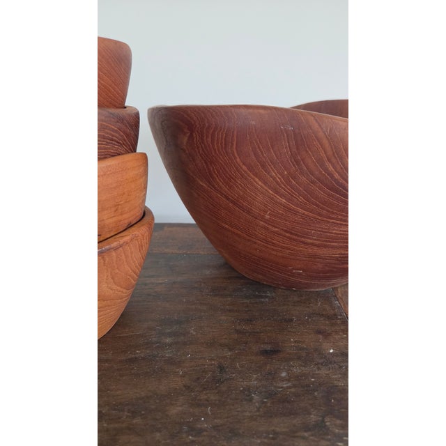 Mid 20th Century Danish Modern Sculptural Teak Caesar Salad Bowl Set, 5 Pieces For Sale - Image 9 of 15