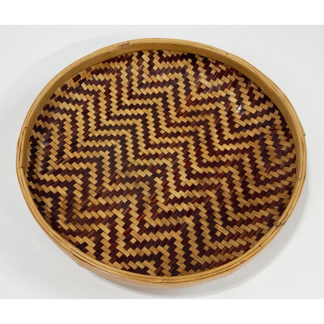 Mid 20th Century Woven Rattan Basket Tray For Sale - Image 5 of 9
