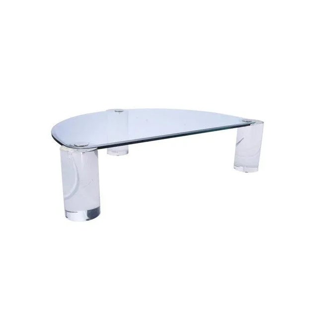 Postmodern Karl Springer Lucite Sculpture Leg Coffee Table For Sale - Image 3 of 6