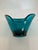 5”x5”Handled basket and 5 1/2”x3 1/2” oval dishes.. Bluenique by Viking gorgeous hand blown aqua Mid Century candy dishes.