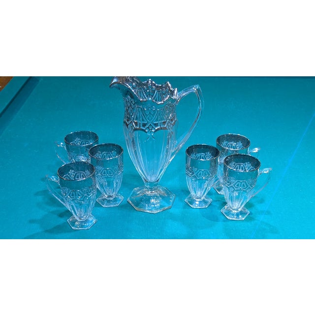 Transparent Early 1900s Tiffin Glass Ware Set - Set of 7 For Sale - Image 8 of 9