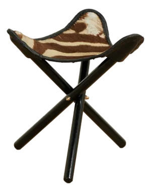 British Colonial Style Zebra Folding Stool or Seat