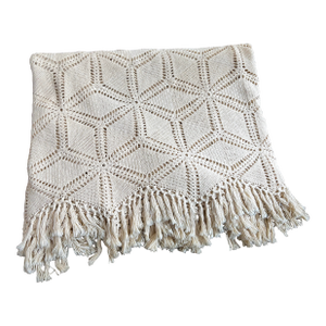 Cottage Style Hand Crochet Bedspread Coverlet 81” X 93"