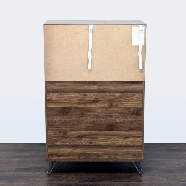 South Shore Olvyn Modern 5-Drawer Walnut Dresser With Gray Accent and Metal Legs For Sale In San Francisco - Image 6 of 10