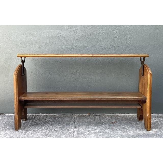 Rustic Vintage Adjustable Train Station Bench For Sale - Image 3 of 12