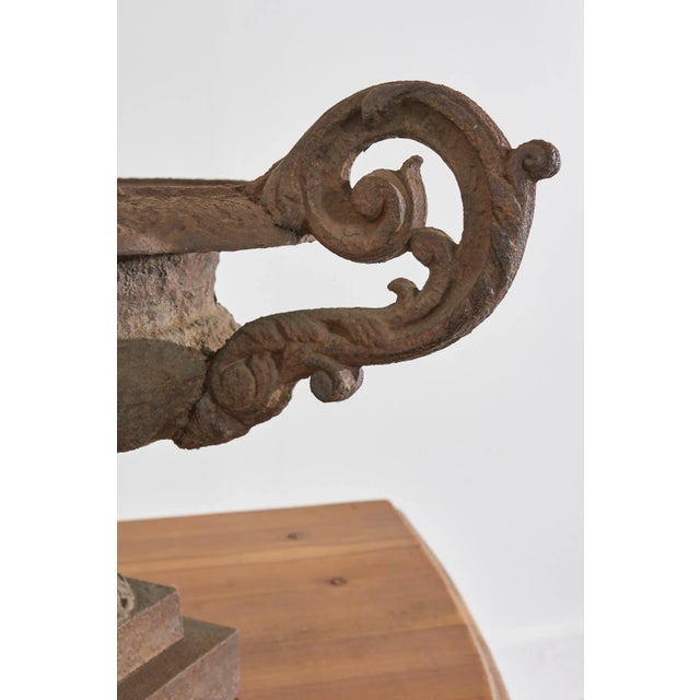 Pair of Diminutive English Cast Iron Urn Jardinaires For Sale In Sacramento - Image 6 of 13