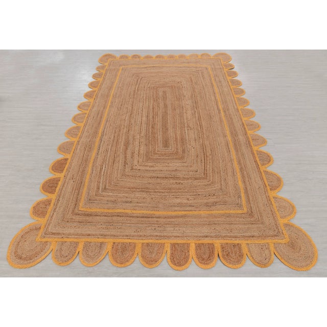 Orange Scallop Jute Handmade Rug 6'x9' Ft. For Sale - Image 4 of 10