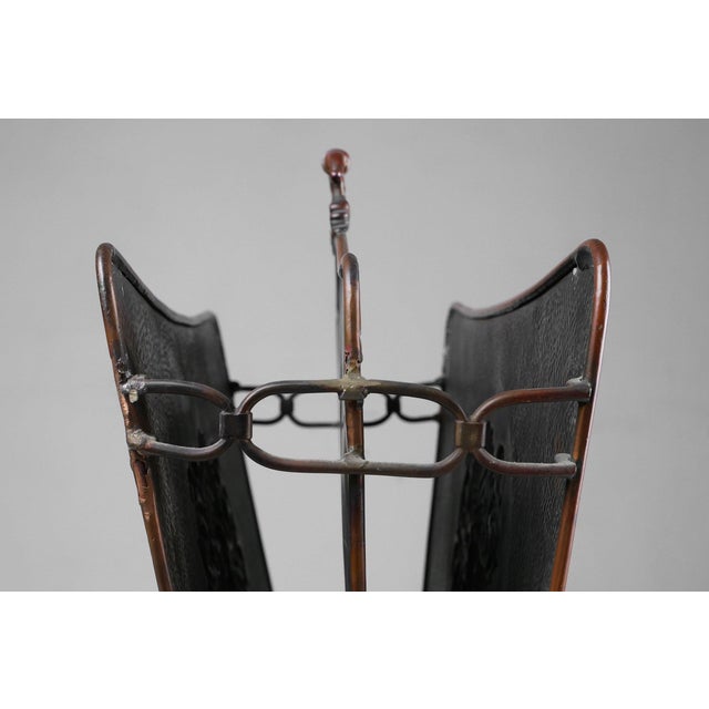 Metal Mid-Century Modern Magazine Rack in Hammered Copper, France, 1890s For Sale - Image 7 of 11