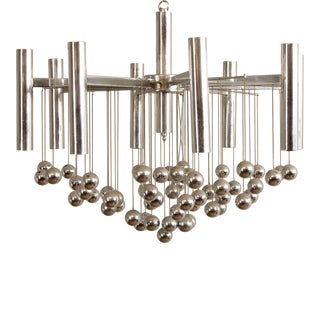 Italian Mid Century Modern 8-Light Chrome Chandelier For Sale