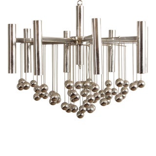 Italian Mid Century Modern 8-Light Chrome Chandelier For Sale