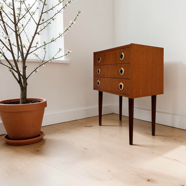 Mid-Century Modern Small Danish Teak Nightstand For Sale - Image 3 of 9