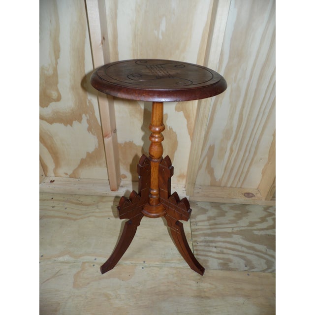 Antique Walnut Victorian Eastlake Occasional Table Gothic Plant Stand Bust Stand For Sale - Image 10 of 12
