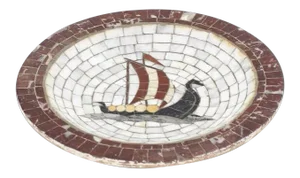 Early 20th Century Handmade Denmark Tile Bowl Charger