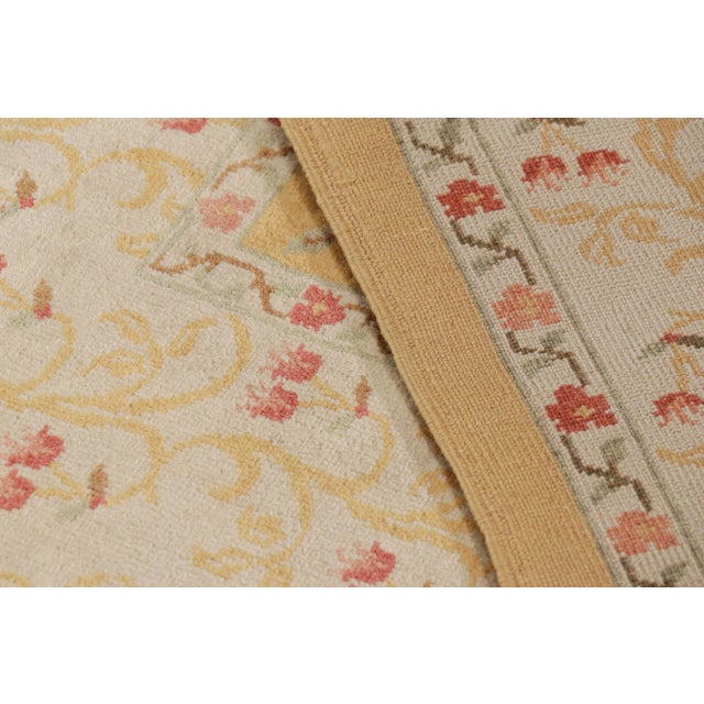 Textile Vintage Oushak Rug Gold and Beige With Floral Patterns | Rug & Kilim For Sale - Image 7 of 7