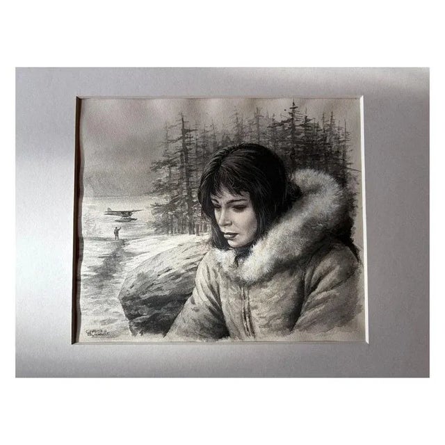 Charles Burki, Woman in Fur Collar Winter Portrait Illustration, 1955, Paper For Sale - Image 10 of 10