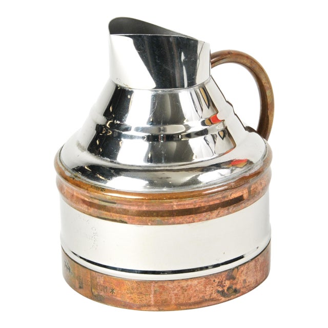 Vintage French Bistro Carafe With Copper Accents For Sale