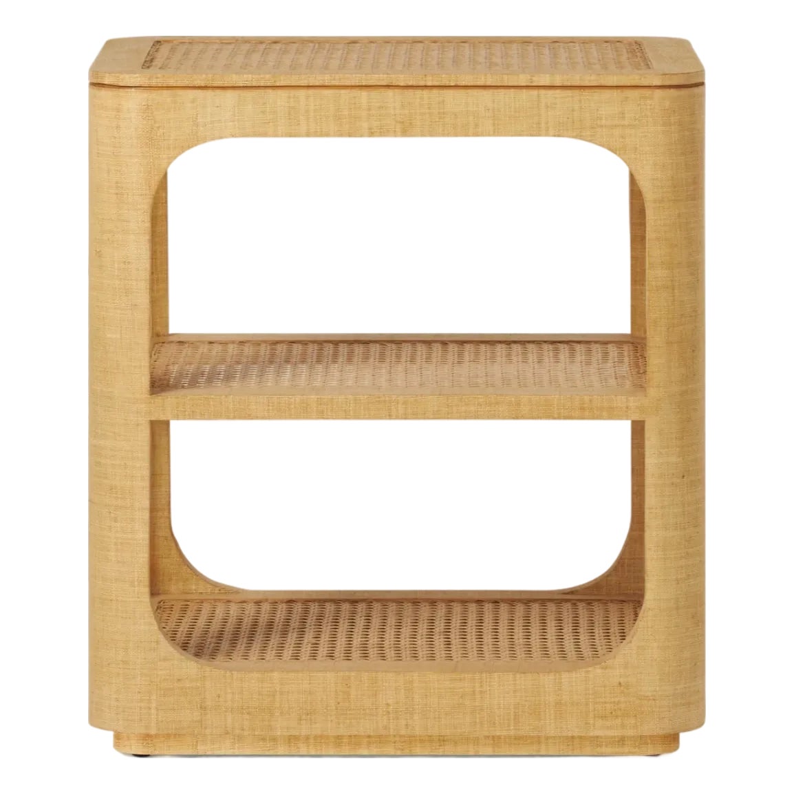Raffia Linen and Cane Side Table | Chairish