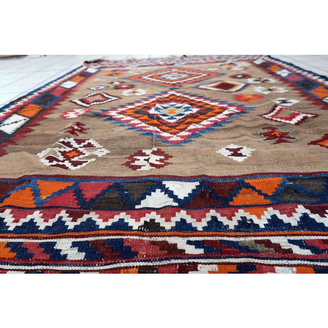 1930s 1930s, Handmade Antique Persian Ardabil Kilim Rug 4.5' X 6.5' For Sale - Image 5 of 16