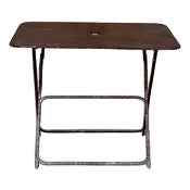 French Dark Red Metal Folding Dining Table, 1950s For Sale