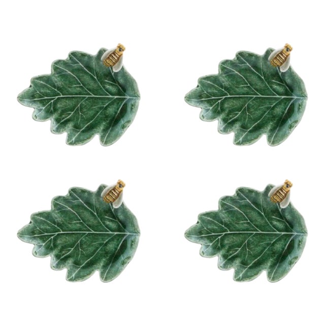 Bordallo Pinheiro Countryside Leaves Oak Tree Leaf With Bee, Set of 4 For Sale