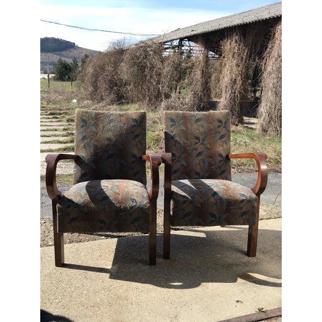 Set of Art Deco Hungarian Walnut Armchairs, 1930s For Sale - Image 4 of 11