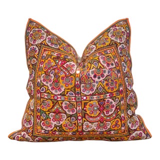 Chavi Rajasthani Embroidered Decorative Pillow For Sale