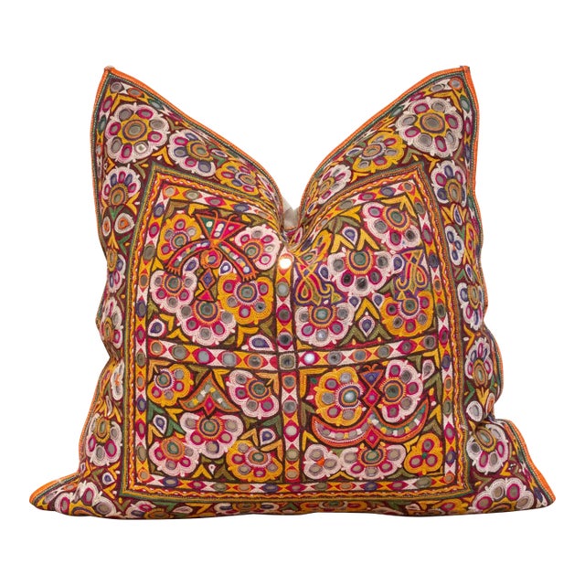 Chavi Rajasthani Embroidered Decorative Pillow For Sale