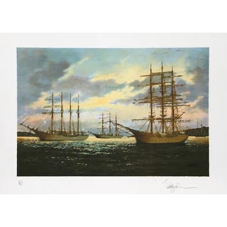 E.C. Johnson, "Tall Ships at Rest," Lithograph For Sale